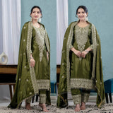 Intricately Embroidered Formal Suit with Matching Dupatta