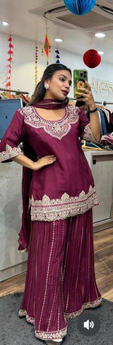 Designer Party Wear Look Top , Sharara Plazzo and Dupatta
