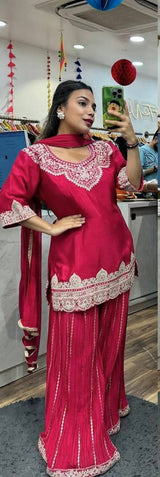 Designer Party Wear Look Top , Sharara Plazzo and Dupatta