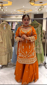 Orange and Gold Embroidered Suit