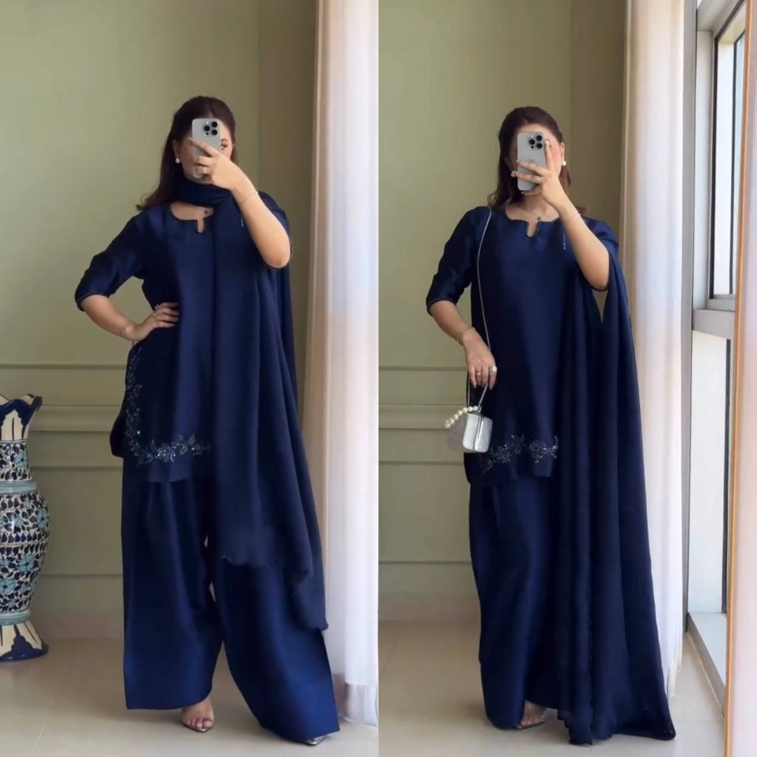 Modern Elegance in a Striking Blue Suit Selfie