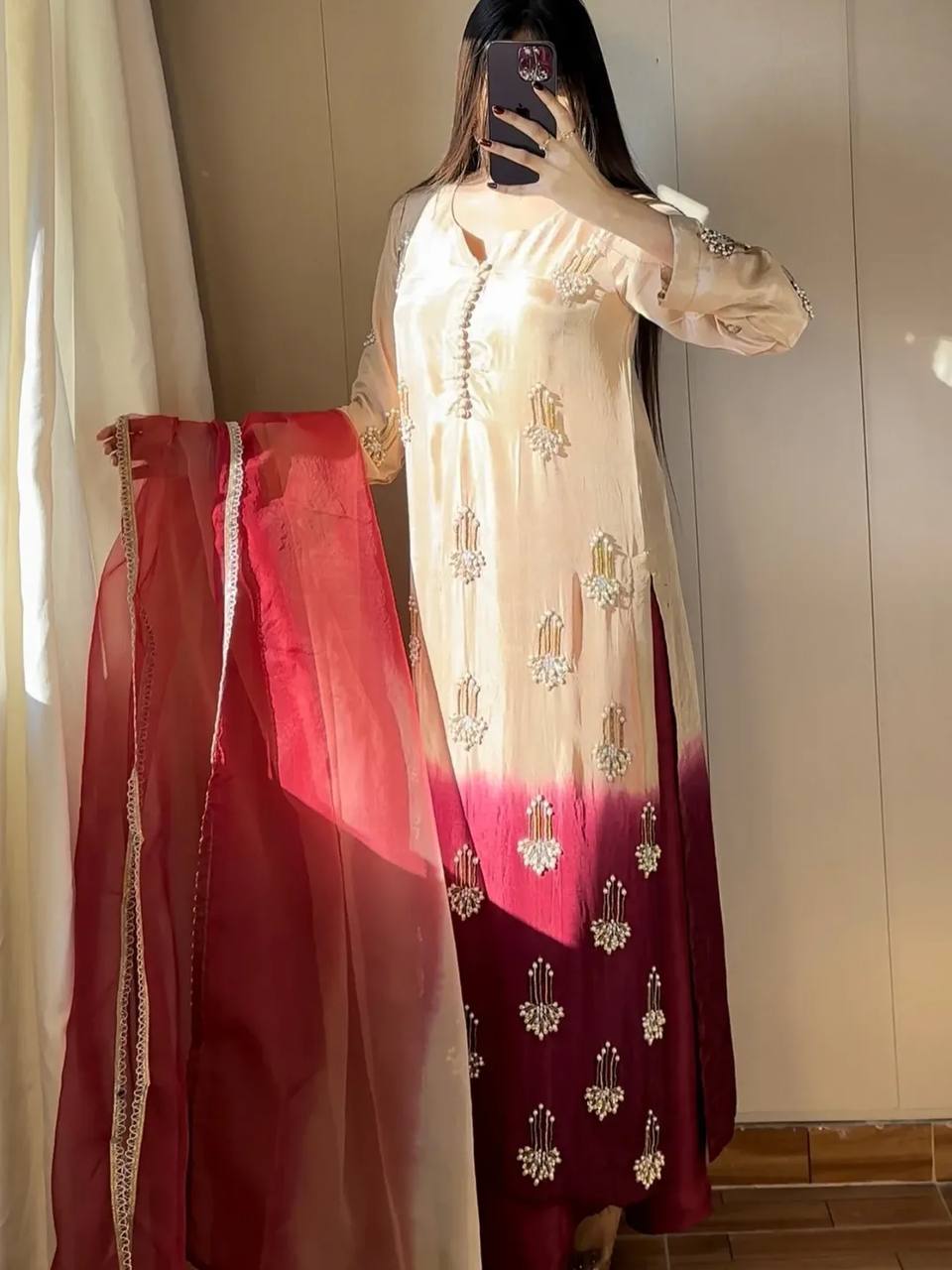 Ruby Glow Heritage Crafted Premium Royal Attire Ensemble