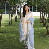 Graceful White Ensemble with Blue Accent