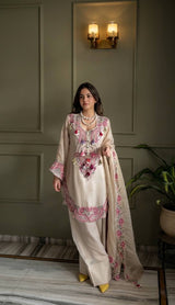 Intricately embroidered festive ethnic tunic suit set