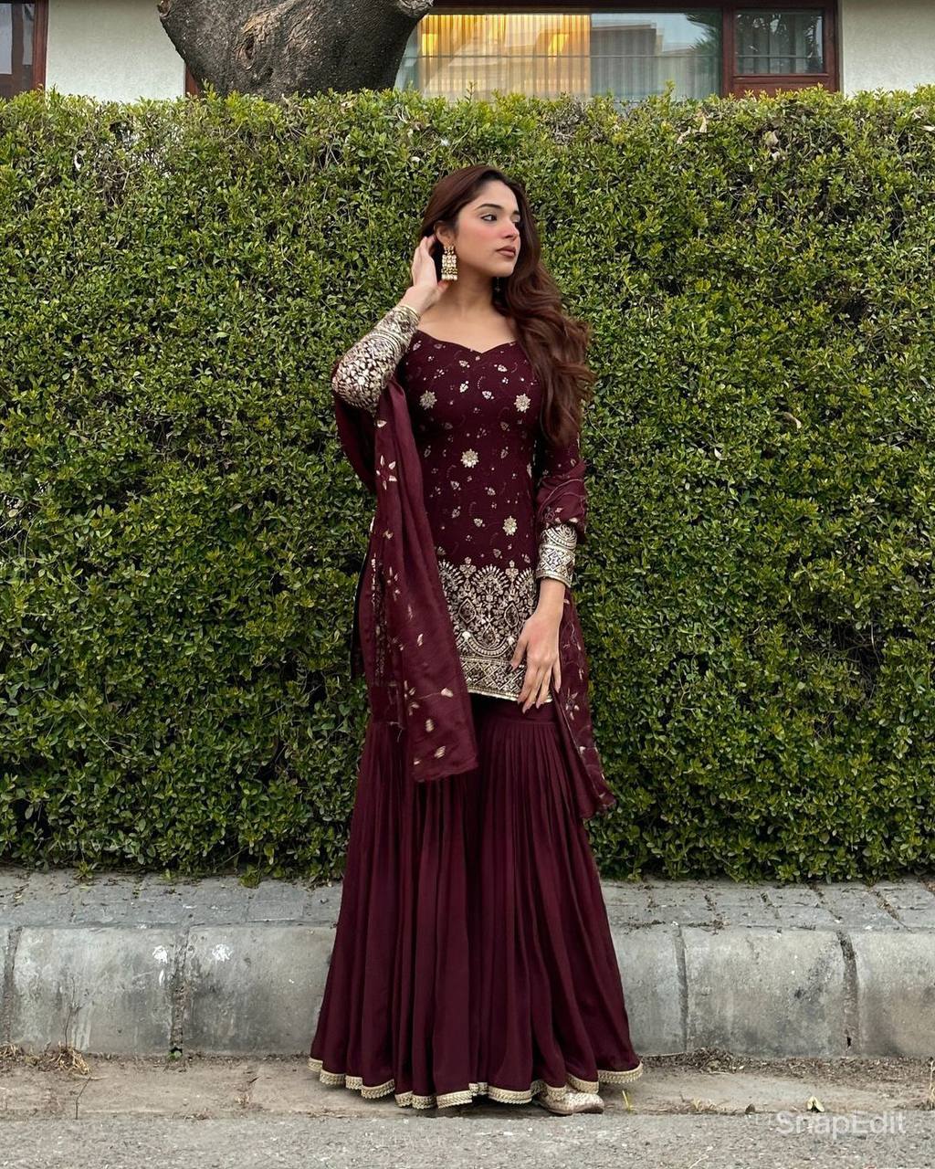 Launching New Designer Party Wear Look Top , Sharara Plazzo  and Dupatta