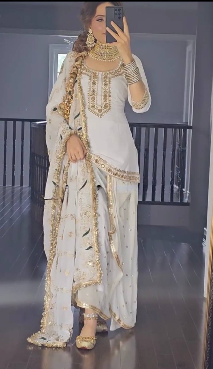 New Designer Punjabi  Look Top ,Dhoti Skirt and Dupatta