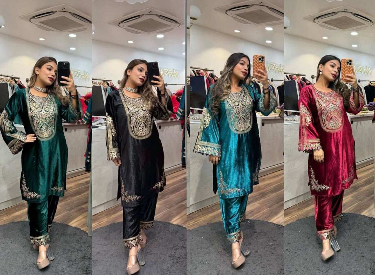 Luxurious Velvet Attire for Festive Celebrations