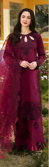 Embroidered Floral Motif Ethnic Palazzo Suit