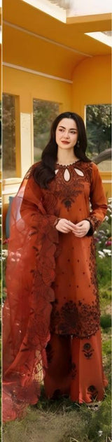 Embroidered Floral Motif Ethnic Palazzo Suit