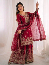 Elegant Embroidered Festive Sharara Suit Set