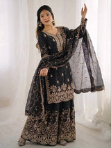Elegant Embroidered Festive Sharara Suit Set