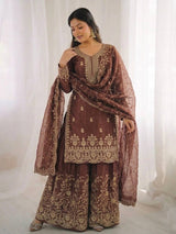 Elegant Embroidered Festive Sharara Suit Set