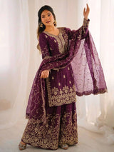 Elegant Embroidered Festive Sharara Suit Set