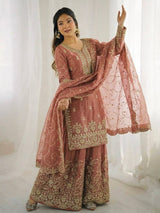 Elegant Embroidered Festive Sharara Suit Set