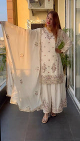 New Designer Collection In Pure Chinnon silk suit