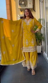 New Designer Collection In Pure Chinnon silk suit