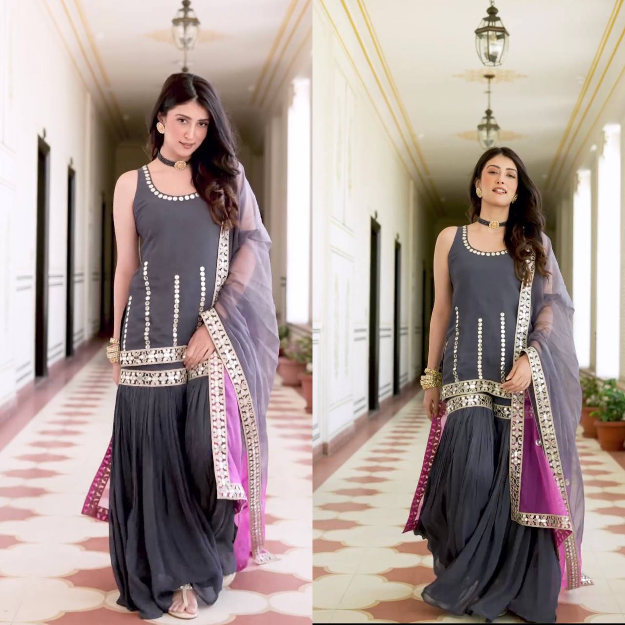 Launching New Designer Party Wear Look Top , Sharara Plazzo  and Dupatta