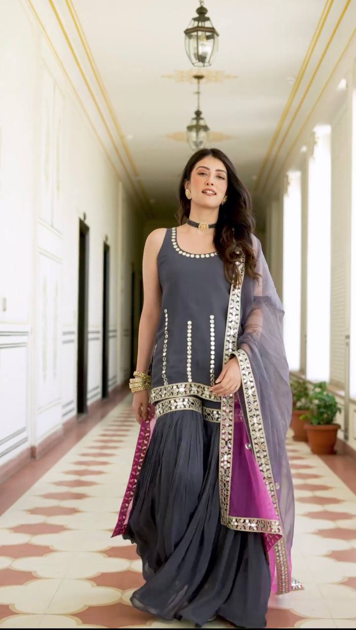 Launching New Designer Party Wear Look Top , Sharara Plazzo  and Dupatta