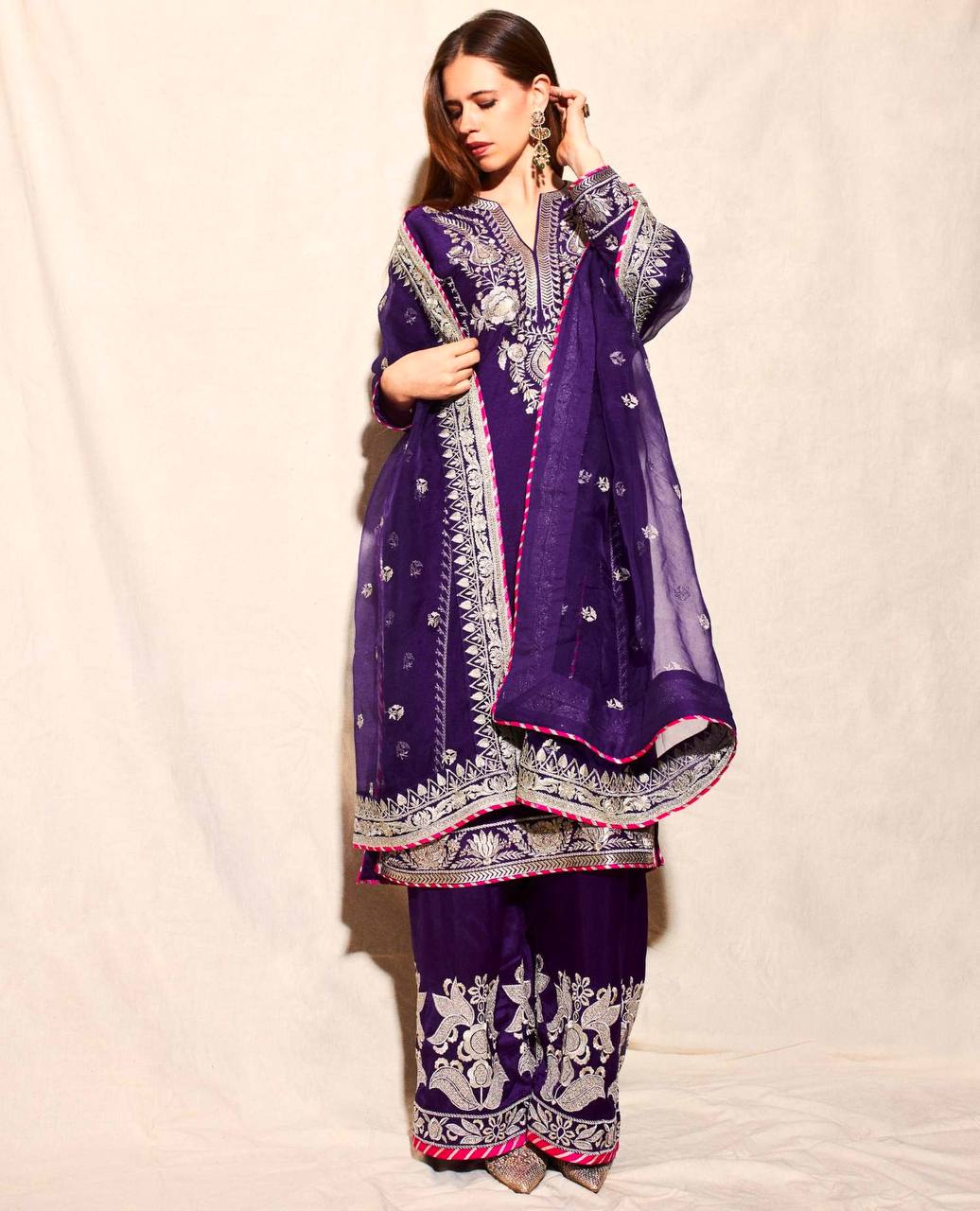 Royal Orchid Embroidered Ensemble Suit