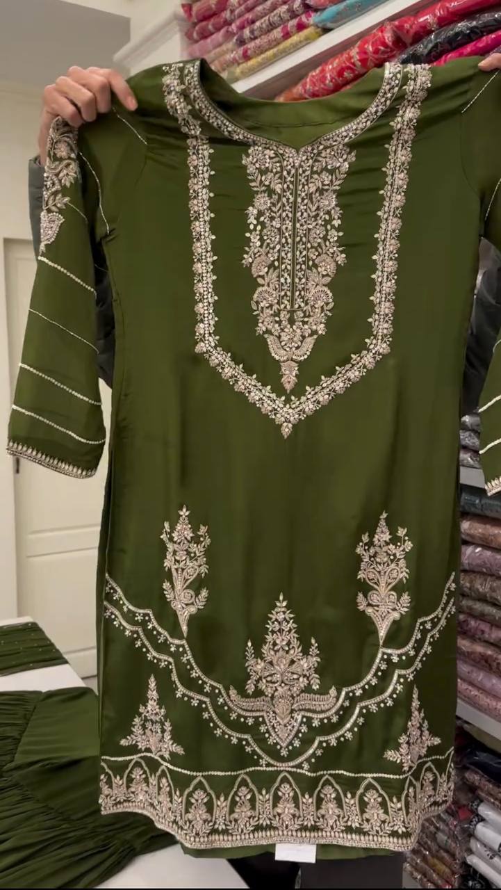 Presenting New Designer Long Pakistani Suit Top , Sharara and Dupptta In Fancy Style