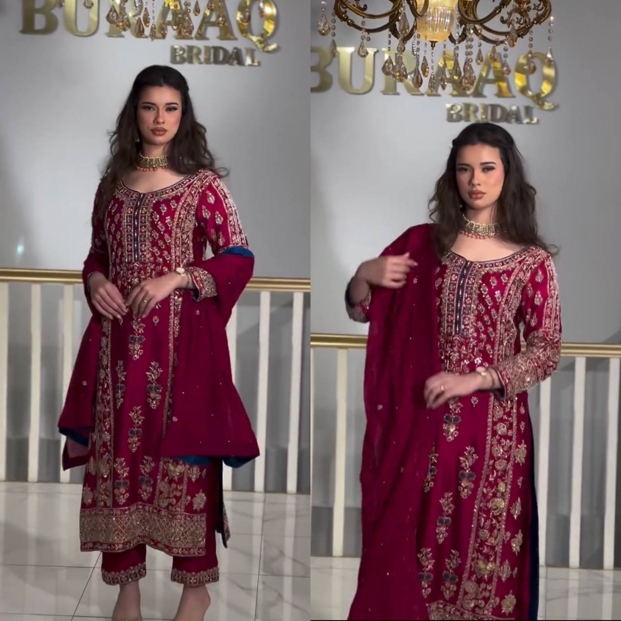 Majestic Maroon Bridal Attire