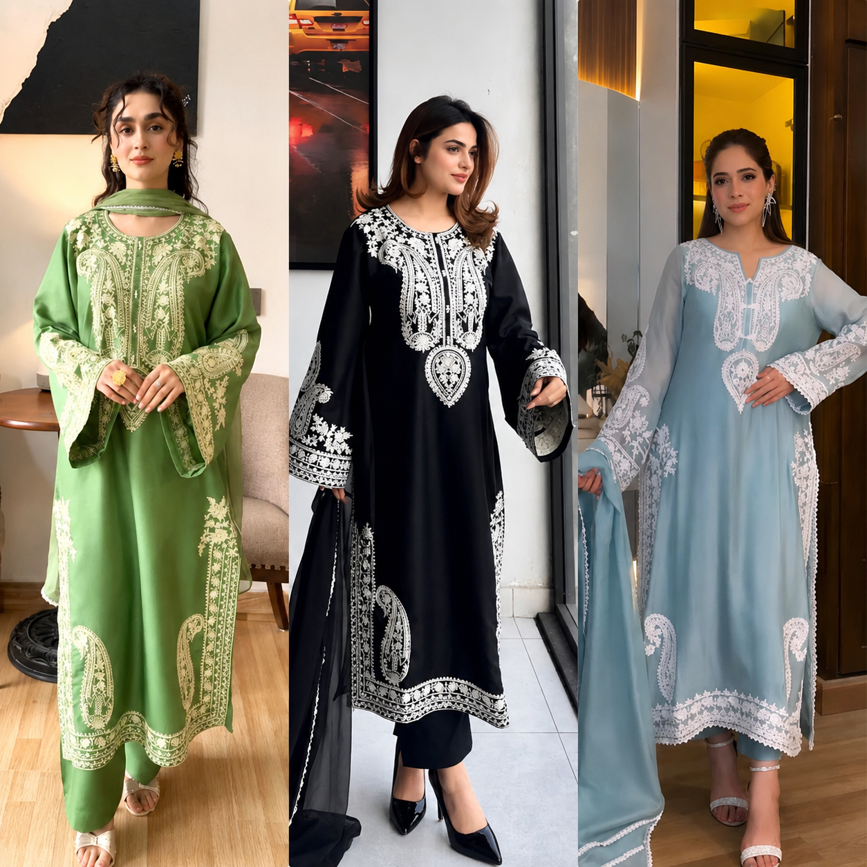 Majestic Style Blue Suit and Embroidery Fashion Statement