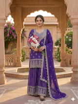 Chic Georgette Salwar Suit with Embellishments