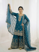 Elegant Embroidered Festive Sharara Suit Set